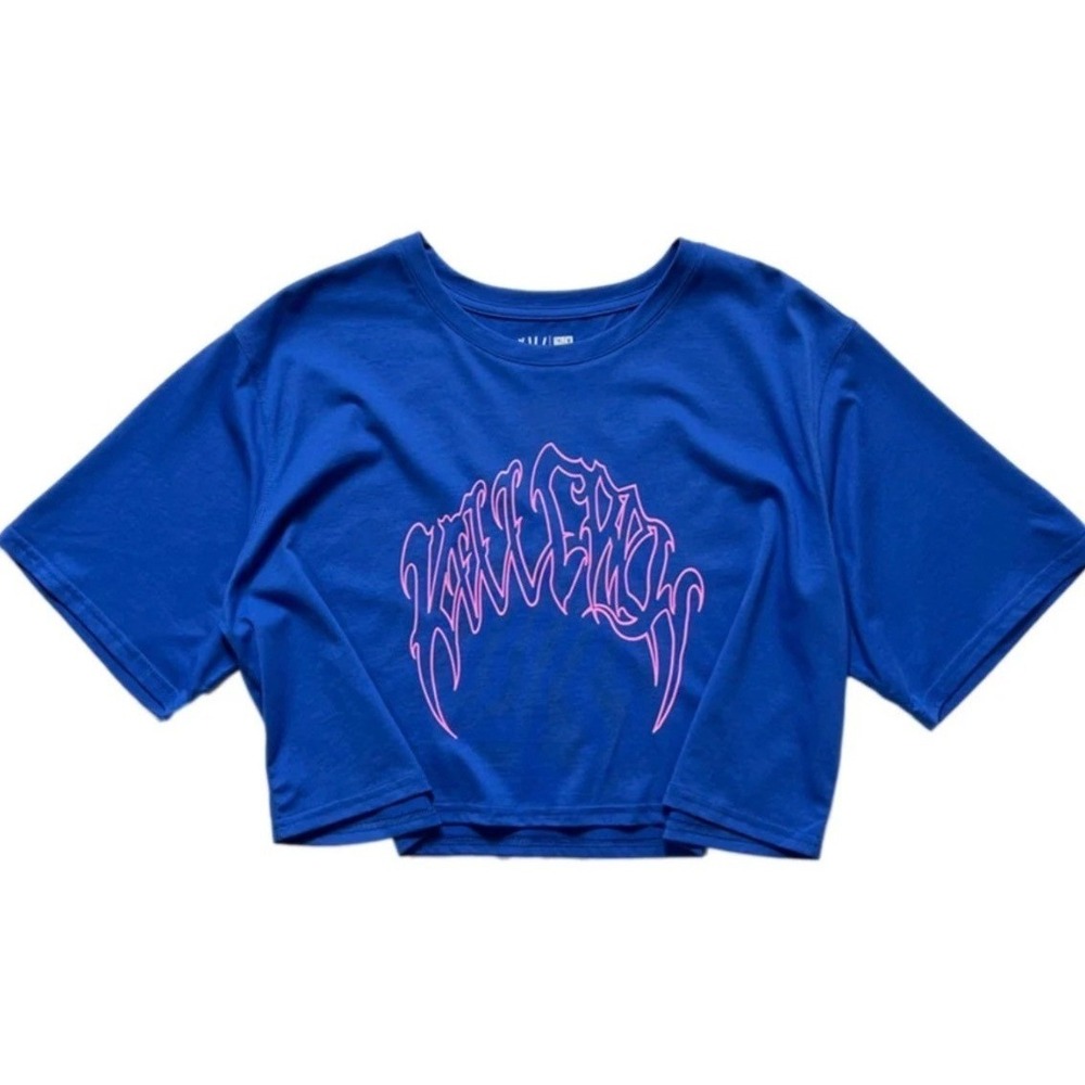 Kill Crew Boxy Crop Top Pink Wolf Graphic Royal Blue Size L Porrada Series